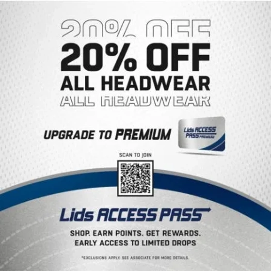 20% Off Hats When You Join Access Pass icon