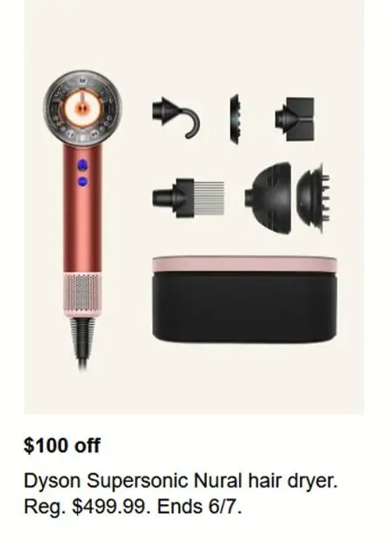 $100 off Dyson Supersonic Nural Hair Dryer icon
